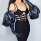Hot leather gloves with ruffles, 70cm PU leather gloves for evening gown, party costume. Steampunk, raves gloves. Oh Girl Gang Gloves