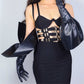Statement leather gloves with ruffles, 70cm PU leather gloves for evening gown, party costume. Steampunk, raves gloves. Oh Girl Gang Gloves