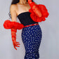 Red Lace Long Party Gloves with Puff Tulle (90cm)