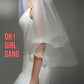 Classic Wrist length Veil with 2 layers. Quality soft tulle veil in white or Ivory color, Blusher Veil, bachelorette party veil. Oh Girl Gang Bridals