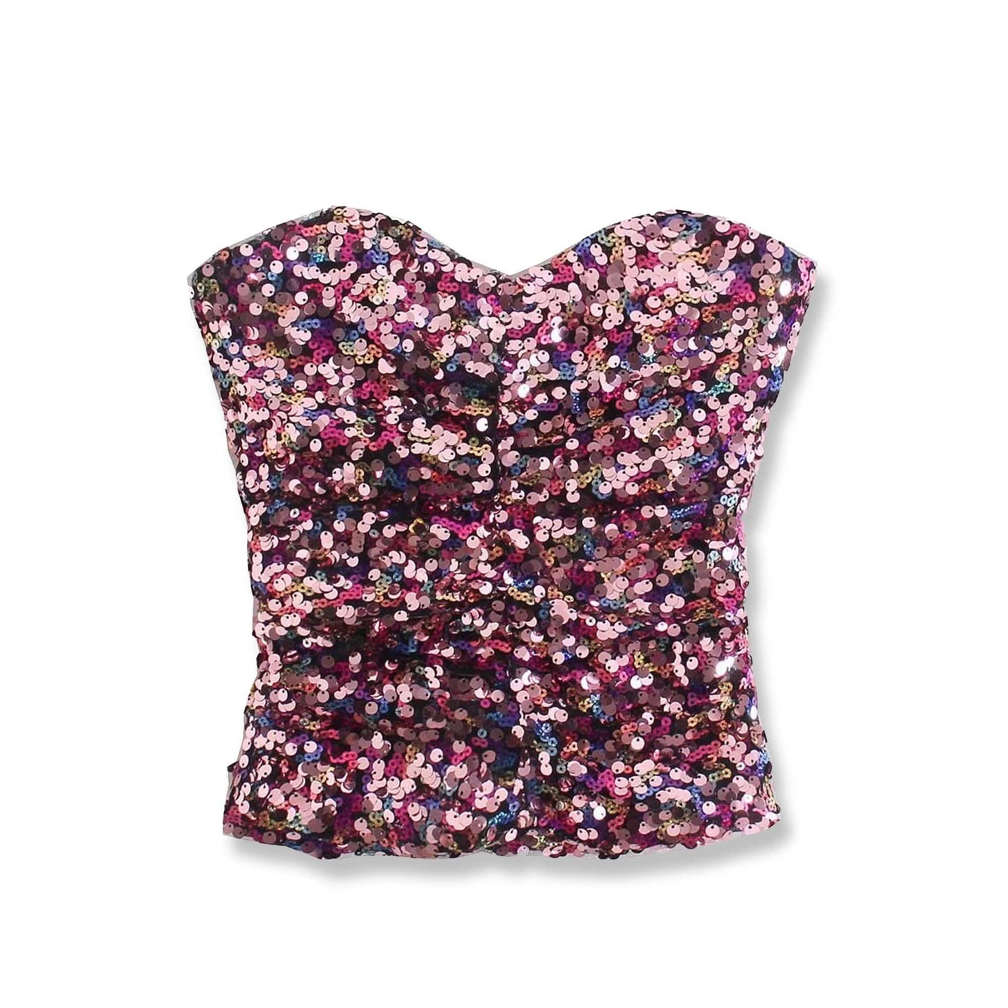 Multi-color Sequin Crop Top Corset | Pink Sequin Elastic Bustier | Party Costume | Bachelorette Party outfits | Oh Girl Gang