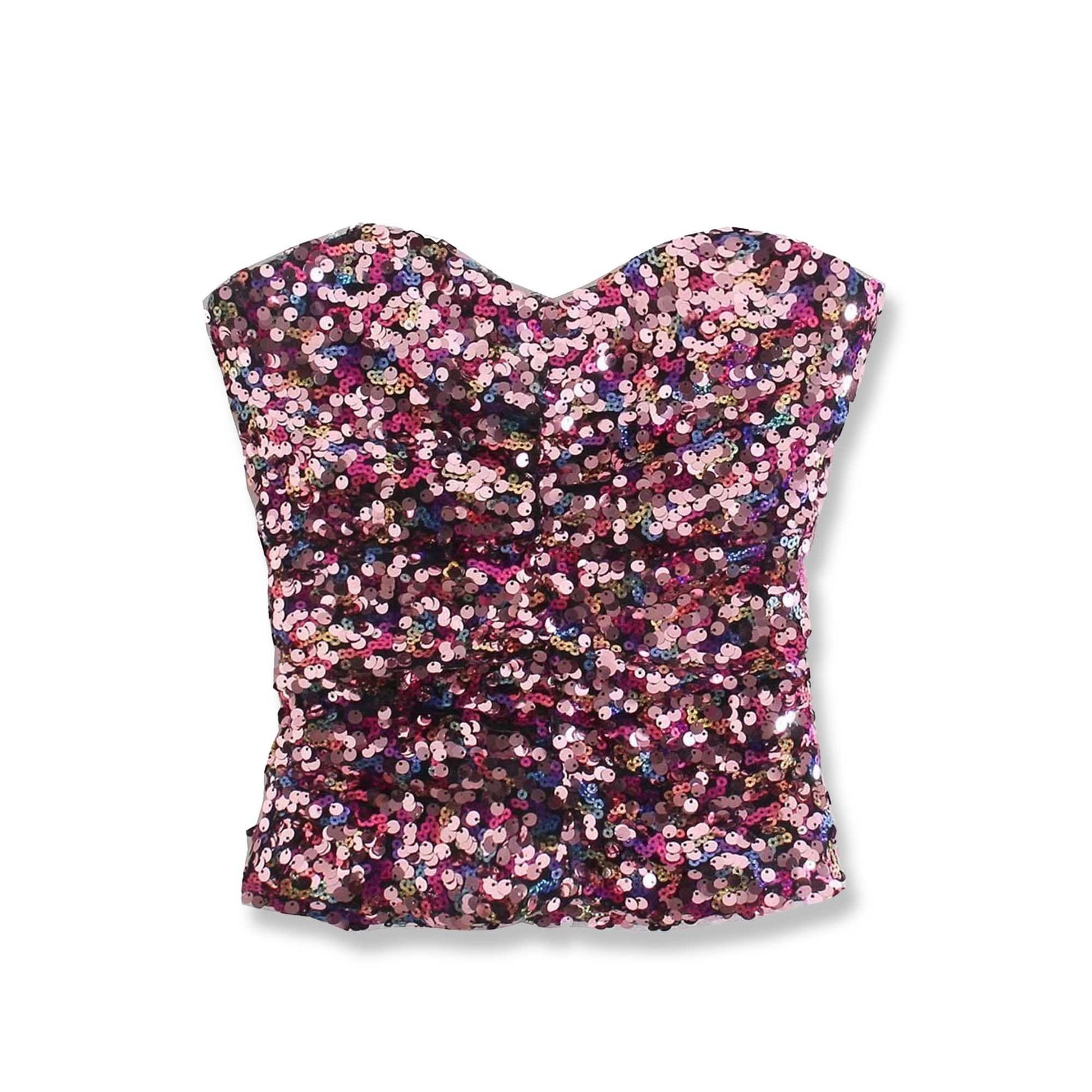 Multi-color Sequin Crop Top Corset | Pink Sequin Elastic Bustier | Party Costume | Bachelorette Party outfits | Oh Girl Gang