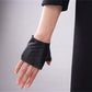 GENUINE LEATHER half finger gloves | Minimal leather gloves | Black Semi-finger gloves with good quality | Party costume gloves | Oh Girl Gang Gloves