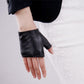 GENUINE LEATHER half finger gloves | Minimal leather gloves | Black Semi-finger gloves with good quality | Party costume gloves | Oh Girl Gang Gloves
