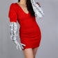 Statement puff 50cm Leather Gloves, Unisex fashionable gloves, Gold, silver red, animal print gloves for raves party costume.
