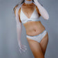 Tulle One-Piece Halter Gloves in Black, white, nude color | Mesh sexy elastic gloves, Raves party, steampunk Touch Screen party costume. Oh Girl Gang Gloves