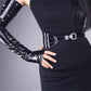 Leather fingerless Long Gloves in Red / Black (60cm)