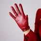 Burgundy Black genuine Leather short Gloves with gold chain Fine quality touch screen leather gloves (16cm), Party costume, evening gloves. Oh Girl Gang Gloves