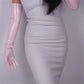 Light Pink Opera leather Gloves, Elbow length 70cm long, Evening Gown Gloves. Party costume, Tea Party, Cyber Futuristic fashion gloves. Oh Girl Gang Gloves