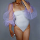 Bridal detachable tulle sleeves (pink, Lavender) Boho Puff Wedding sheer long sleeves, bridal shower, bachelorette party, rehearsal dinner. Oh Girl Gang Gloves