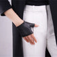 GENUINE LEATHER half finger gloves | Minimal leather gloves | Black Semi-finger gloves with good quality | Party costume gloves | Oh Girl Gang Gloves