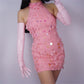 Light Pink Opera leather Gloves, Elbow length 70cm long, Evening Gown Gloves. Party costume, Tea Party, Cyber Futuristic fashion gloves. Oh Girl Gang Gloves