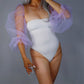 Bridal detachable tulle sleeves (pink, Lavender) Boho Puff Wedding sheer long sleeves, bridal shower, bachelorette party, rehearsal dinner. Oh Girl Gang Gloves