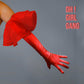 Red Ruffle Satin Opera Gloves, Pink, Red, Black, White Party Costumes, Rave, disco 70s Hen do, Dance Drag, Bridal, Statement Evening Gloves